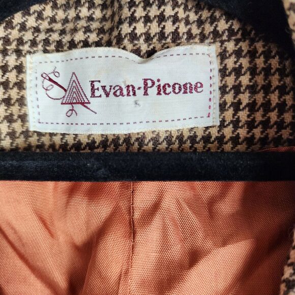 Vintage Evan Picone Womens Hounnd Tooth Blazer Brown/Tan Career Preppy SZ 8 - Picture 6 of 9